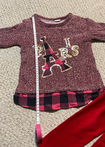 Bordo Triko Baskılı Uzun Kollu Bebek Takımı - Görsel 4