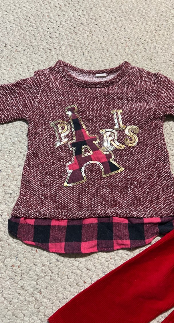 Bordo Triko Baskılı Uzun Kollu Bebek Takımı - Görsel 2