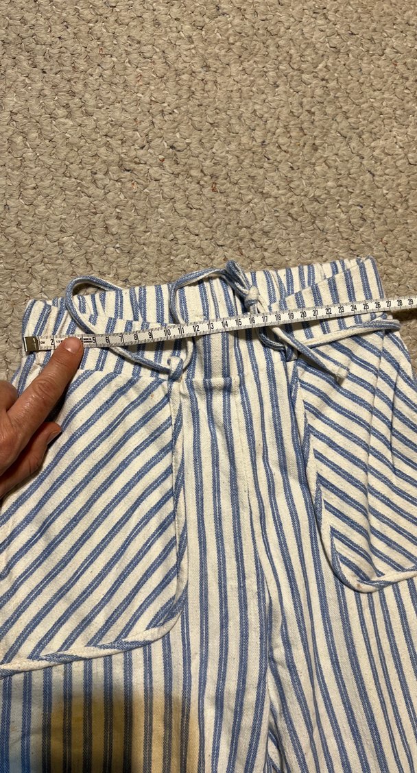 Mavi Çizgili çocuk Pamuklu Geniş Paça Pantolon - Görsel 4