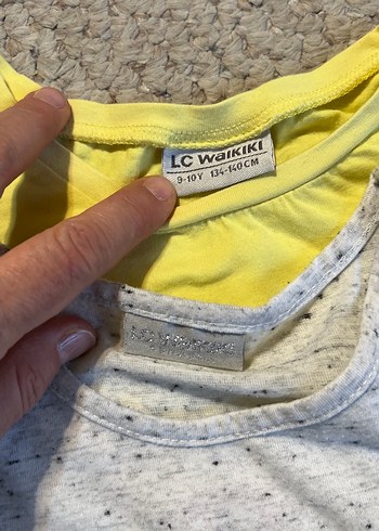 Kız Çocuk Gri  sarı Payetli Baskılı Tişört - Görsel 4