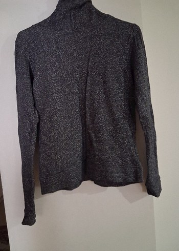 Gri Yüksek Yakalı Sweatshirt - Görsel 5