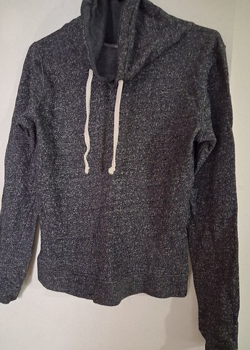 Gri Yüksek Yakalı Sweatshirt - Görsel 4