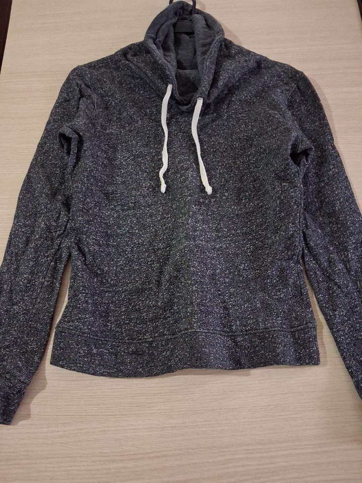 Gri  Yüksek Yakalı  Sweatshirt - Görsel 3