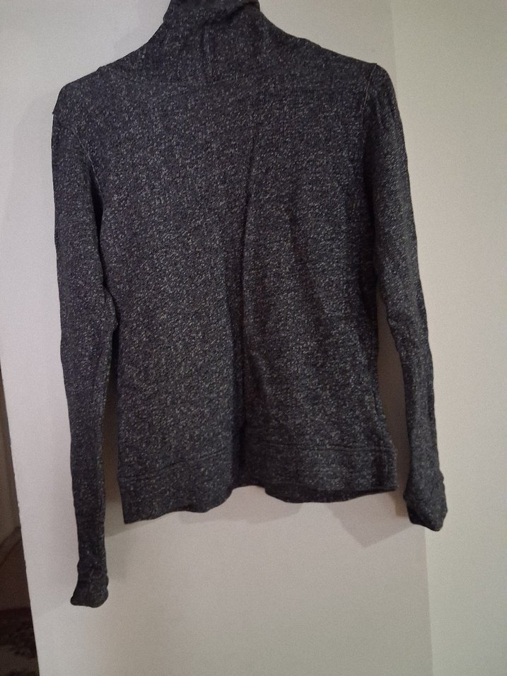 Gri  Yüksek Yakalı  Sweatshirt - Görsel 5