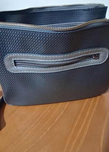 Gri Deri Kadın Çanta - Görsel 4