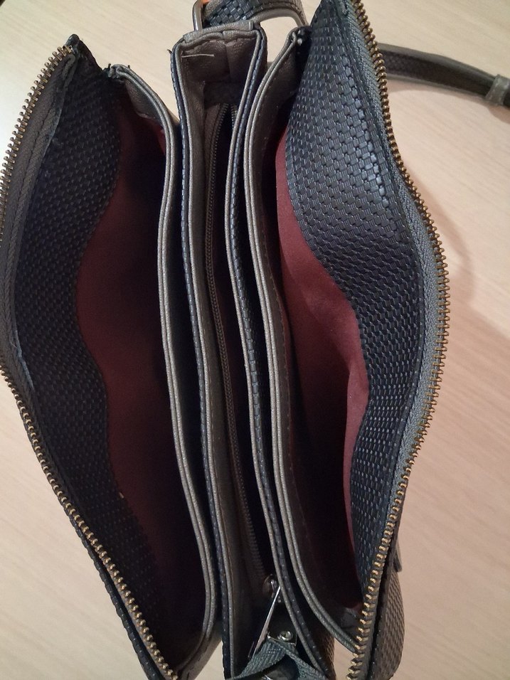 Gri Deri Kadın Çanta - Görsel 5