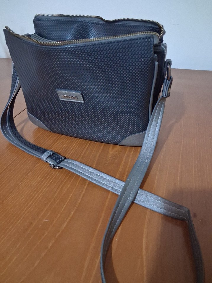 Gri Deri Kadın Çanta - Görsel 2