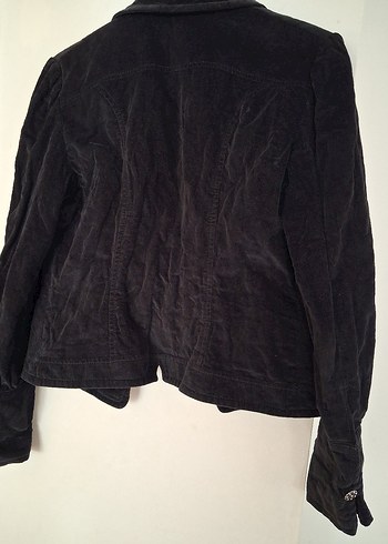 Kadın Siyah Süet Düğmeli Blazer Ceket - Görsel 2