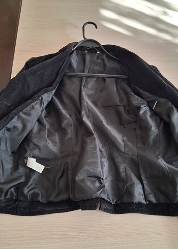 Kadın Siyah Süet Düğmeli Blazer Ceket - Görsel 3