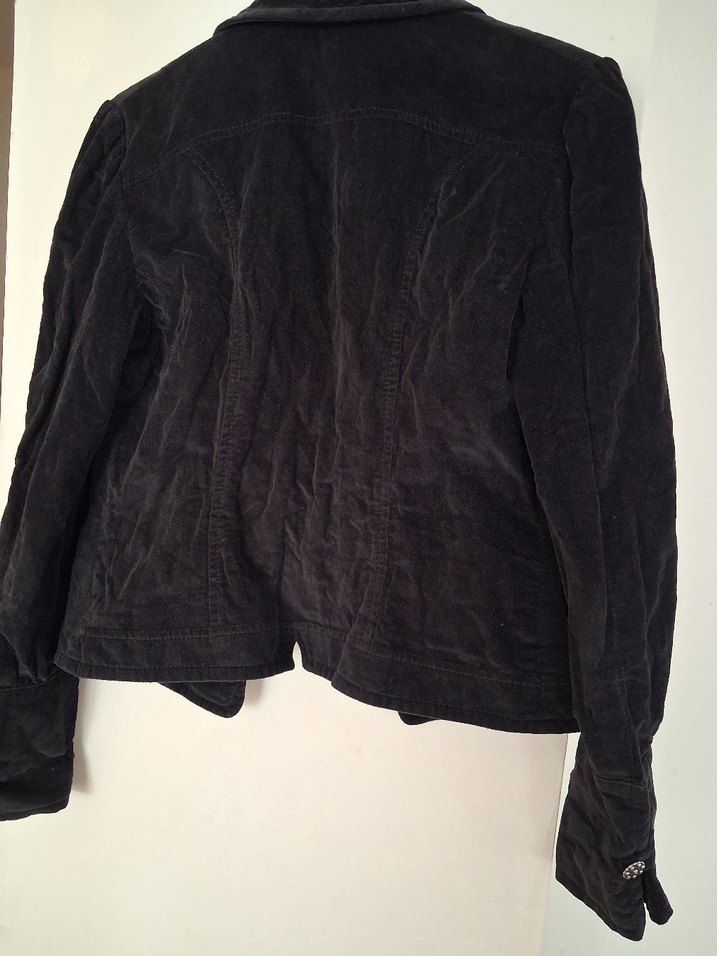 Kadın Siyah Süet Düğmeli Blazer Ceket - Görsel 2