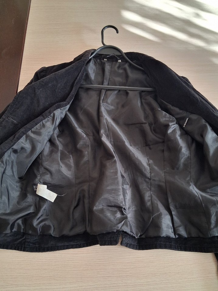 Kadın Siyah Süet Düğmeli Blazer Ceket - Görsel 3