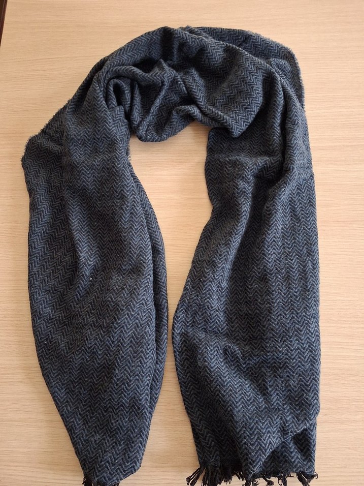 Gri Örgü Kadın Keten Şal - Görsel 3