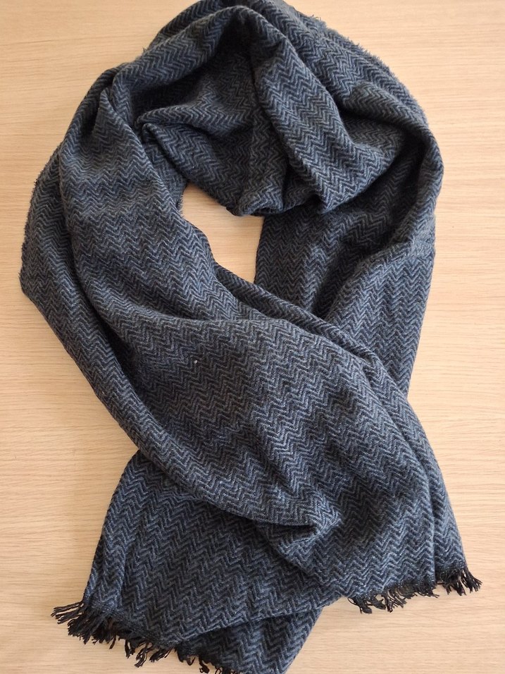 Gri Örgü Kadın Keten Şal - Görsel 2