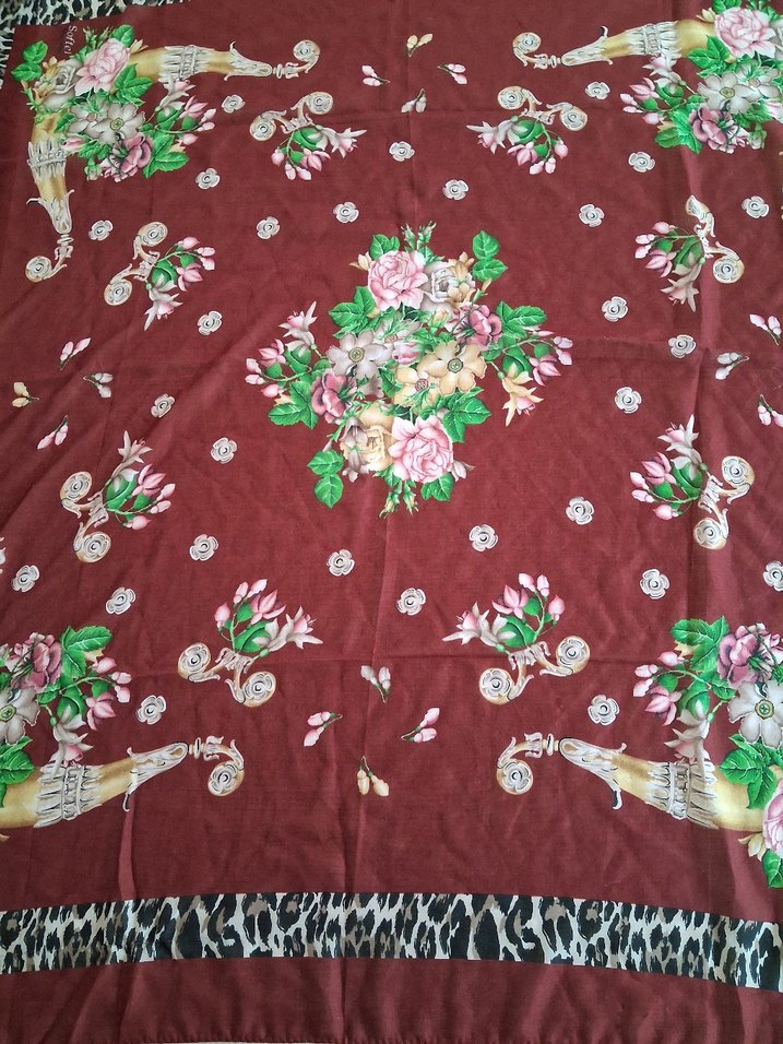 Bordo Bohem Kadın İpek Şal - Görsel 4