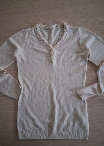 Bej Kadın Triko Kazak, Uzun Kollu, fit kesim - Görsel 4