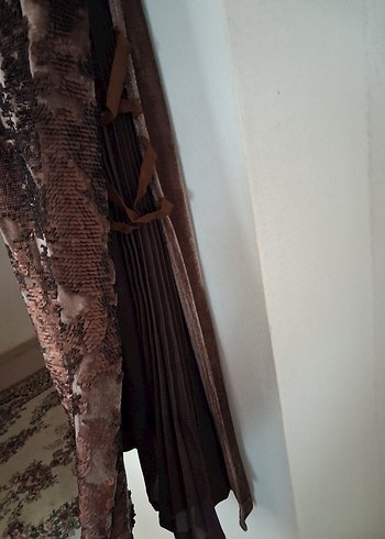 Kahverengi Drapeli Uzun Abiye Elbise - Görsel 2