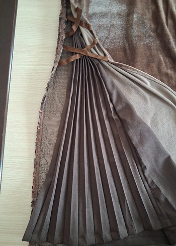 Kahverengi Drapeli Uzun Abiye Elbise - Görsel 8