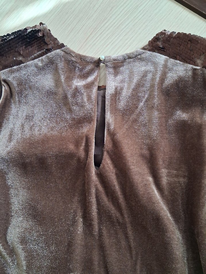 Kahverengi Drapeli Uzun Abiye Elbise - Görsel 4