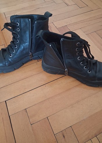 Siyah Deri Fermuarlı Stiletto Topuklu Bot - Görsel 2