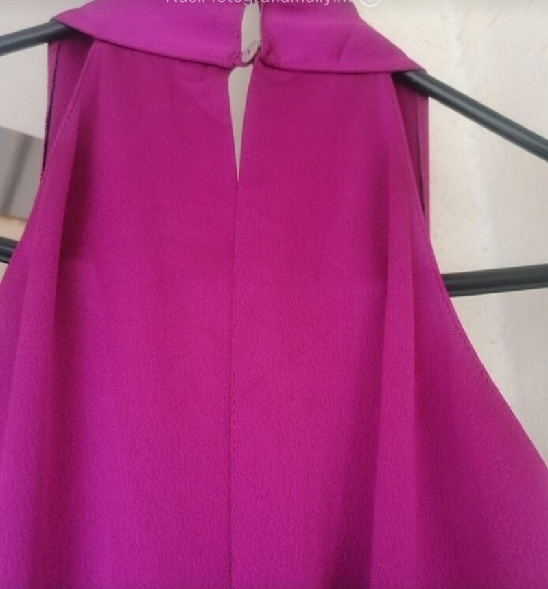 Mor Uzun Drapeli Straplez Kadın Abiye Elbise - Görsel 4