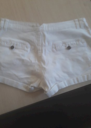 38 Beden beyaz Renk Kadın Beyaz Pamuklu Mini Şort