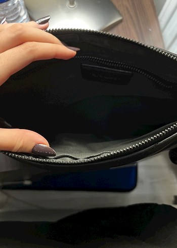 Siyah Deri Fermuarlı Kadın Çanta YSL - Görsel 5