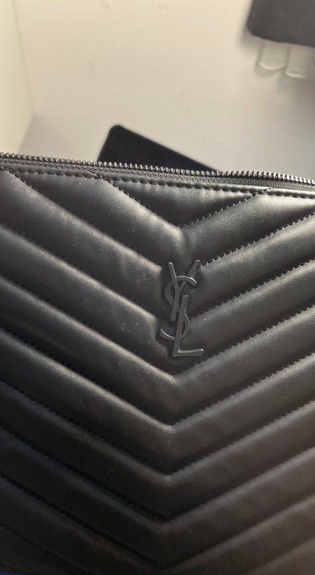 Siyah Deri Fermuarlı Kadın Çanta YSL - Görsel 3