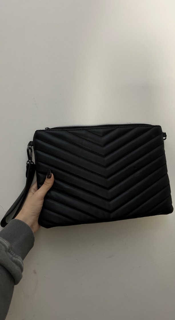 Siyah Deri Fermuarlı Kadın Çanta YSL - Görsel 2