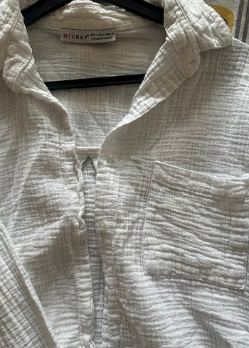 Kadın Beyaz Keten Gömlek Uzun Kollu - Görsel 2