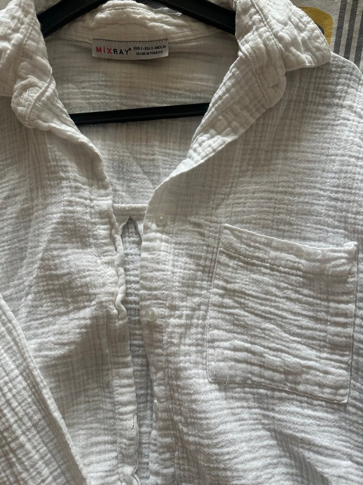 Kadın Beyaz Keten Gömlek Uzun Kollu - Görsel 2