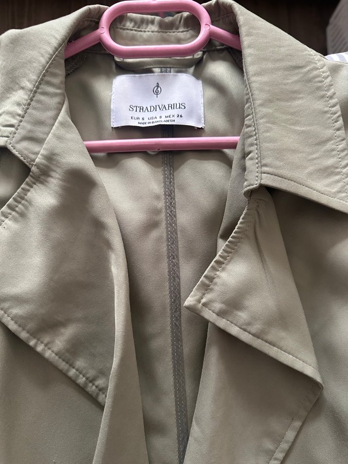 Yeşil Uzun Kadın Trençkot Düğmeli ve Kuşaklı - Görsel 3