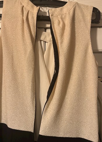 Bej Siyah V Yaka Kemerli Kadın Tulum - Görsel 4