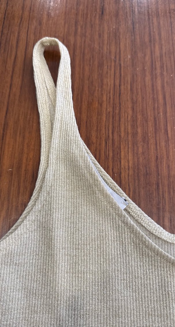 Bej V Yaka Kolsuz Midi Kadın Atlet - Görsel 3