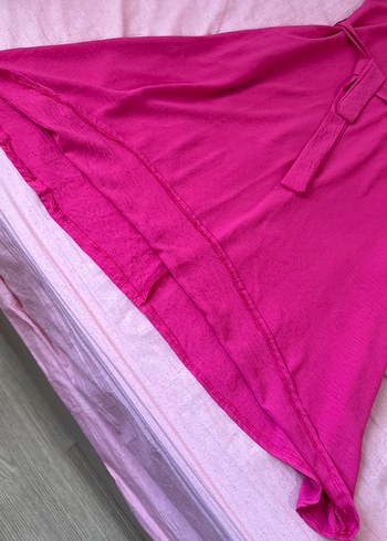 Pembe Kuşaklı Uzun Kadın Elbise - Görsel 5