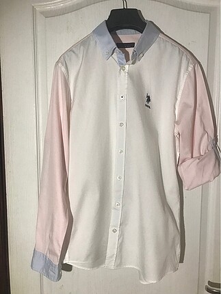 U.S. Polo Assn Beyaz/Pembe Gömlek