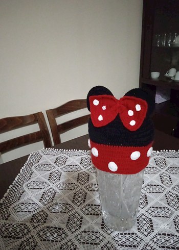 Kırmızı Nakışlı Örgü Çocuk Bere - Görsel 2