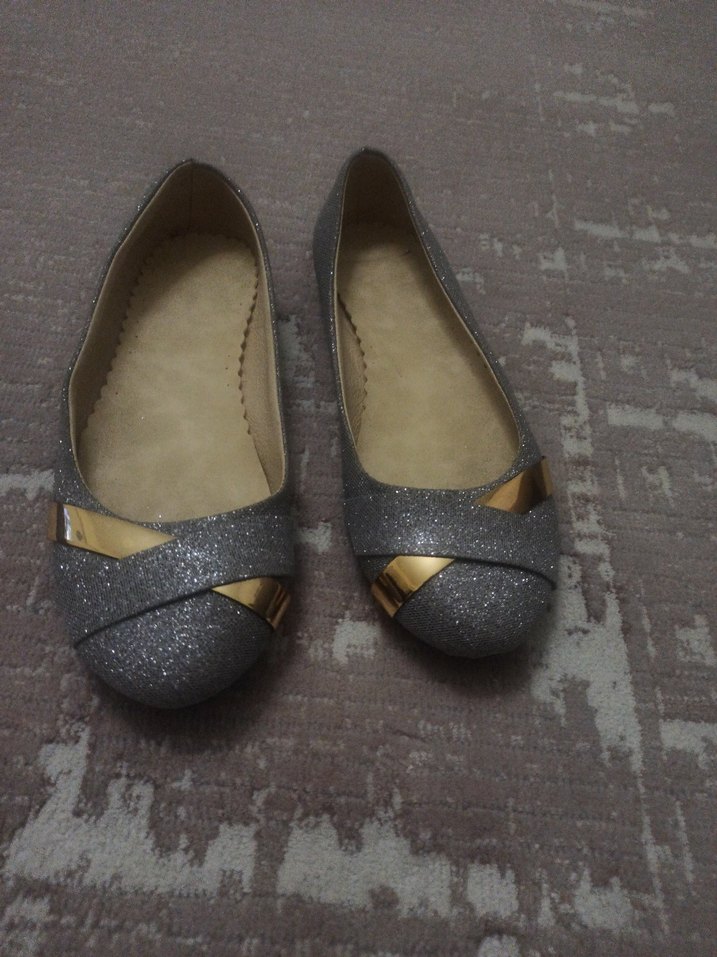 Gri Simli Dolgu Topuklu Kadın Babet - Görsel 3