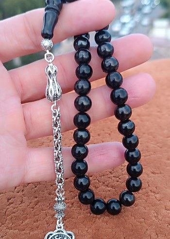Siyah Gotik Erkek Tesbih Oltu taşı orjinal