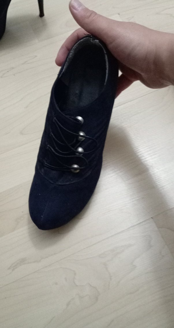 Lacivert Süet Goth Platform Topuklu Kadın Ayakkabı - Görsel 3