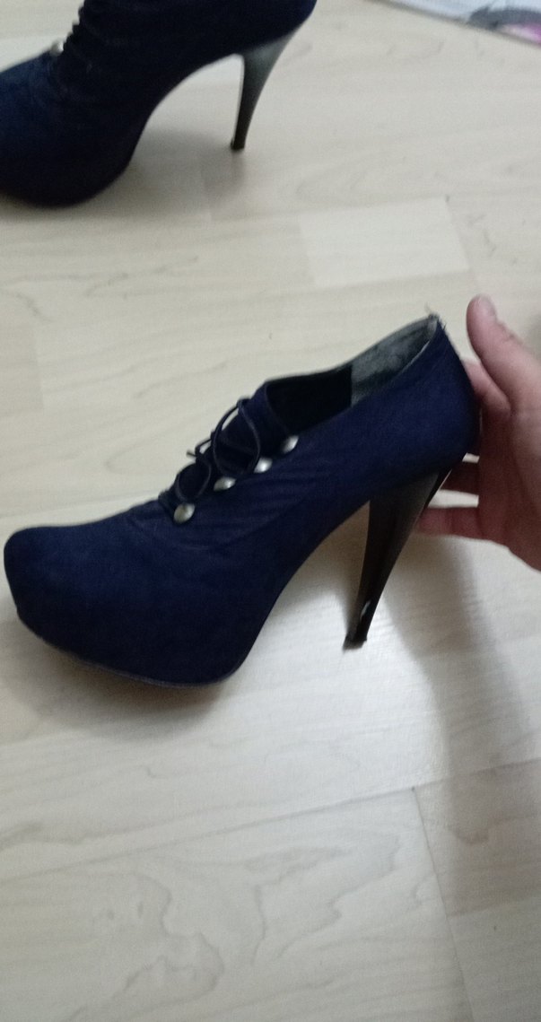 Lacivert Süet Goth Platform Topuklu Kadın Ayakkabı - Görsel 2