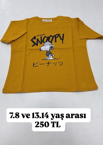 Sarı Snoopy Baskılı Erkek Tişört