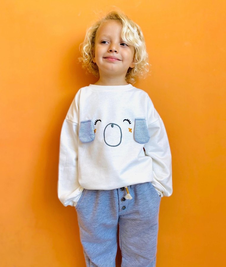 2.3  3.4 4.5 yaş Beyaz Baskılı unisex takım - Görsel 2