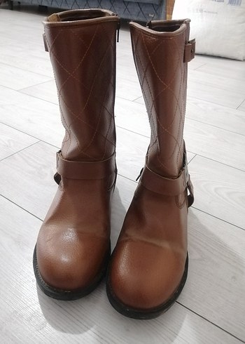 Kahverengi Deri Tokalı Biker Bot - Görsel 2