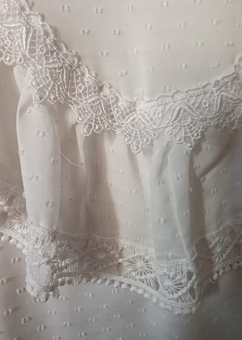 Beyaz Fırfırlı Bohem Bluz vintage - Görsel 6