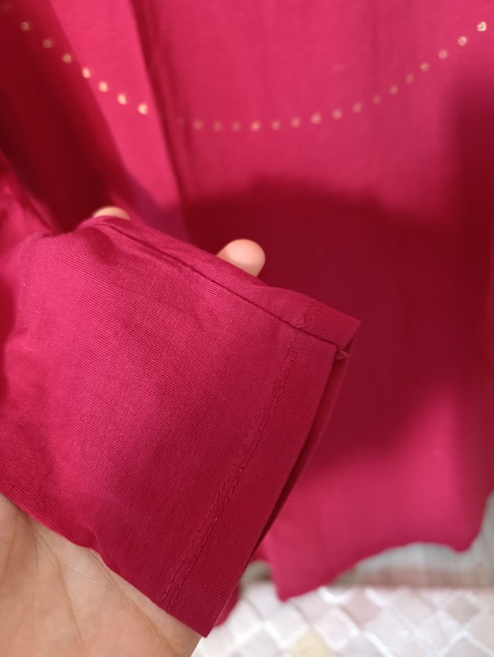 Bordo Uzun Kollu Paris Baskılı Kadın Tunik - Görsel 4