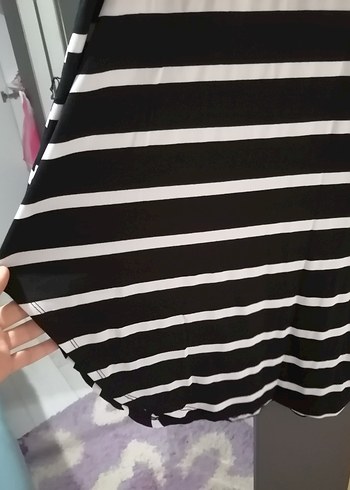 Çizgili Siyah Kadın Uzun Kollu Tunik - Görsel 4