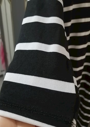 Çizgili Siyah Kadın Uzun Kollu Tunik - Görsel 3