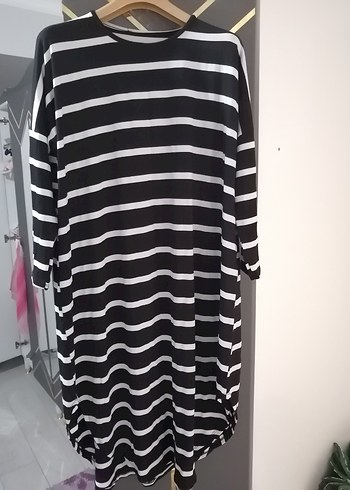 Çizgili Siyah Kadın Uzun Kollu Tunik - Görsel 2