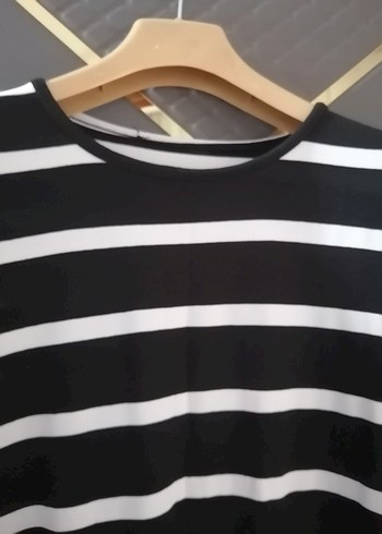 Çizgili Siyah Kadın Uzun Kollu Tunik - Görsel 5