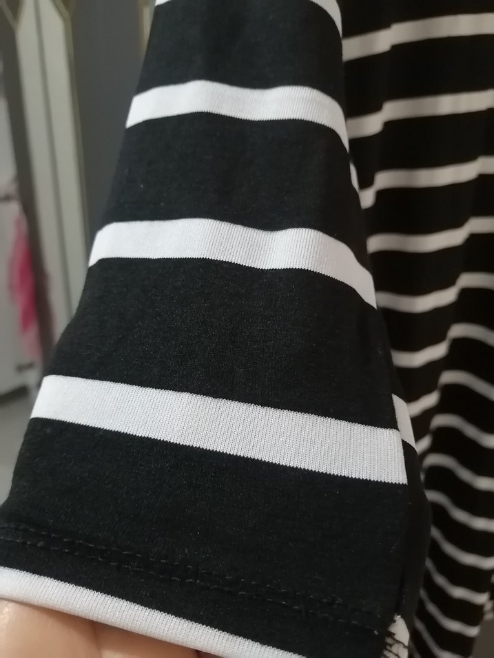 Çizgili Siyah Kadın Uzun Kollu Tunik - Görsel 3